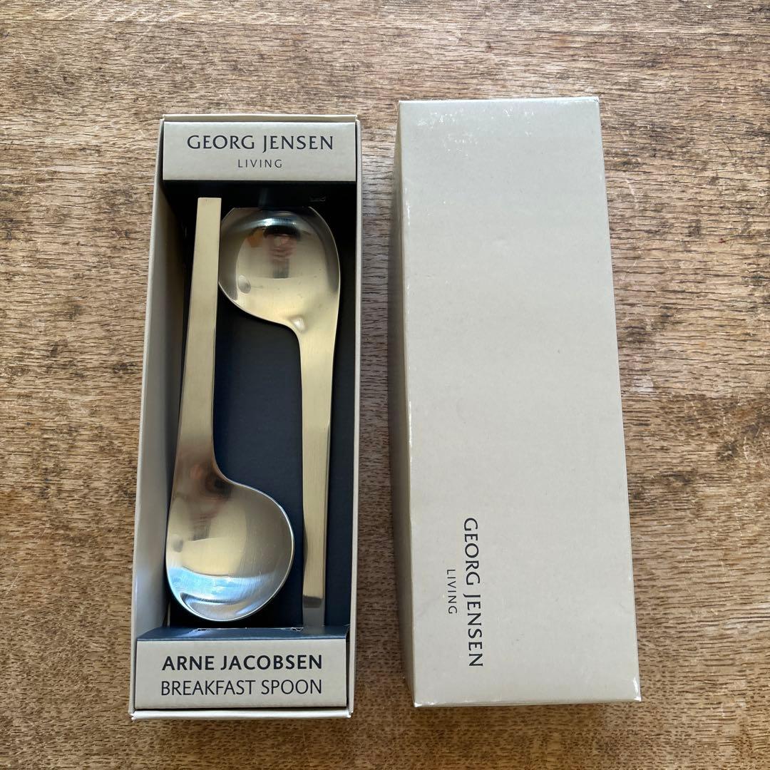 レア 超希少 ジョージジェンセン アルネ・ヤコブセン スプーン 2本 箱入り新品 アルネ ヤコブセン (ARNE JACOBSEN) ティースプーン (L) ギフト