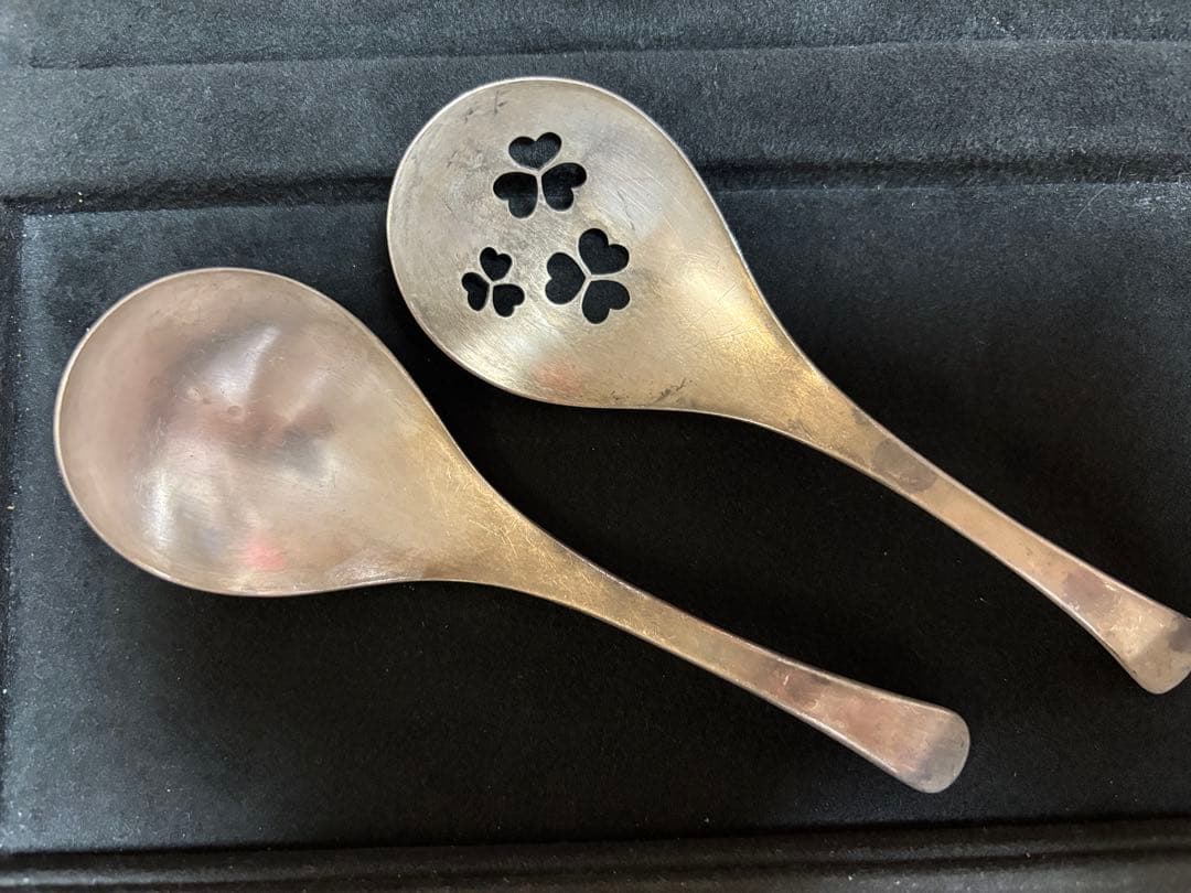 純銀 服部製 silver スプーンセット 仏アンティーク銀器【銀950】透かしのティースプーンセット 12.1cm