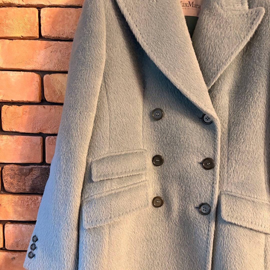 ☆Max Mara ☆ダブルブレストコートライトブルー（ウール・アルパカ混