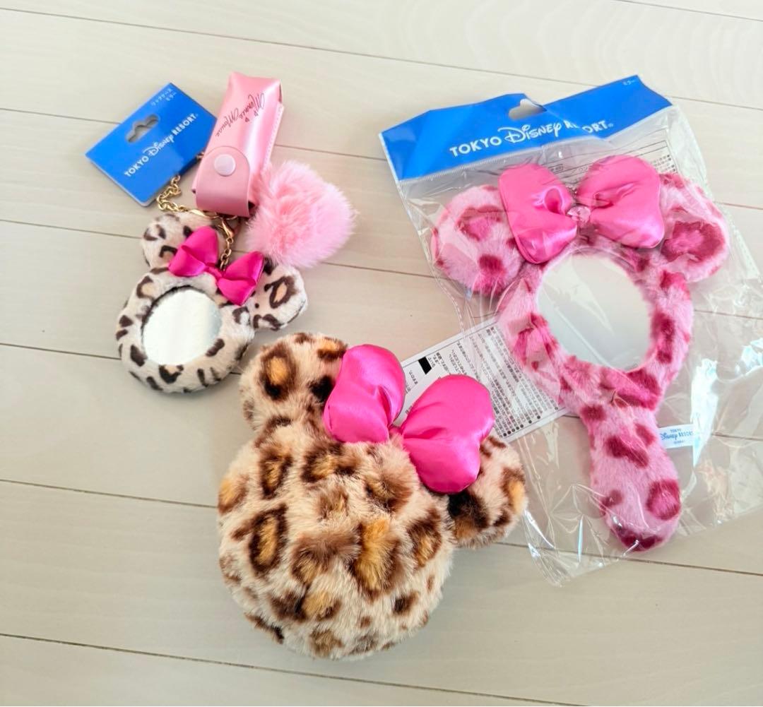 ディズニー ミニー ヒョウ柄 レオパード リップケース ポーチ ミラー