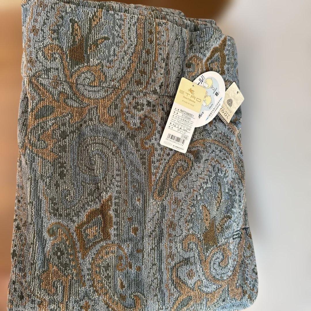 新品タグ付】エトロ ウールタオルケット 西川産業 ペイズリー柄