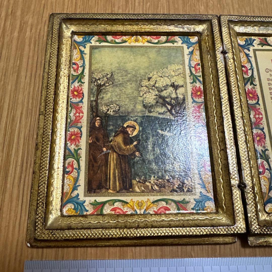 アッシジの聖フランチェスコの美しい祈りの額縁 アンティークフレーム