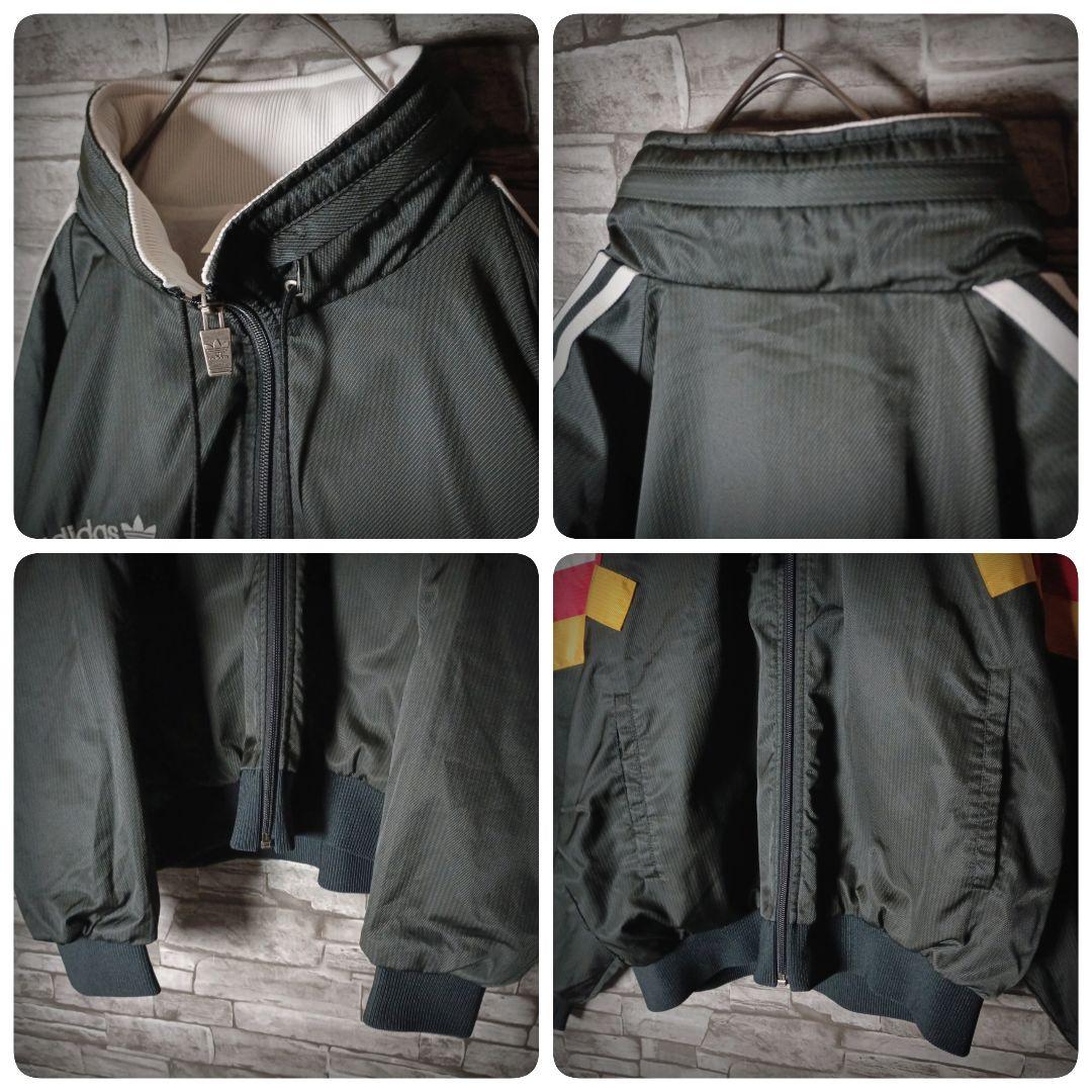 当時物☆90sアディダスナイロンジャケット デサント 刺繍ロゴ ワイド