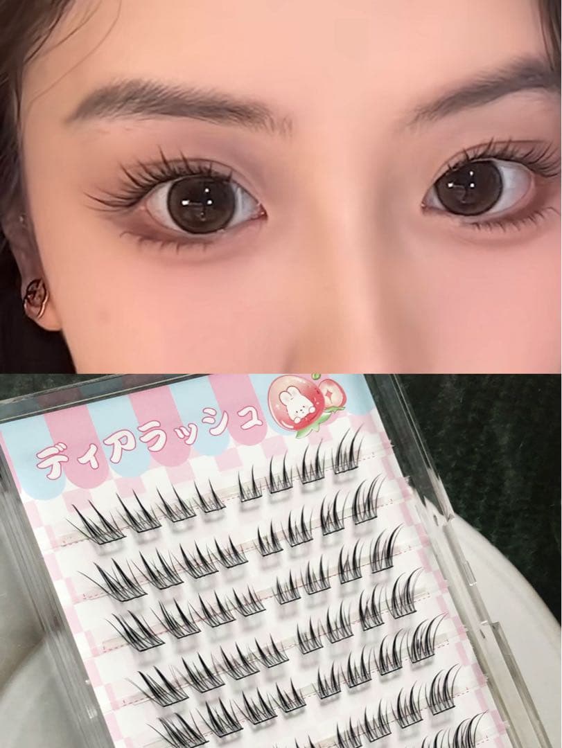 ♡即盛れ♡グルー不要 部分用つけまつげ｜64束｜大容量｜ピンセット付f