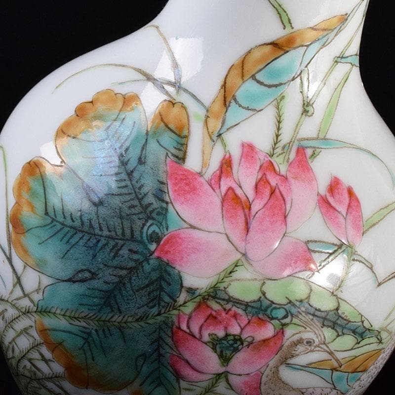 中国 乾隆年製款 粉彩 花鳥文瓶 花入 C 6925 - メルカリ