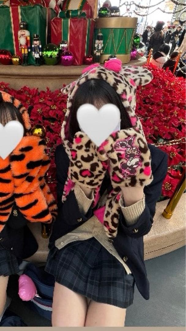 ディズニー ミニーちゃん ヒョウ柄 マフラー付き ファンキャップ