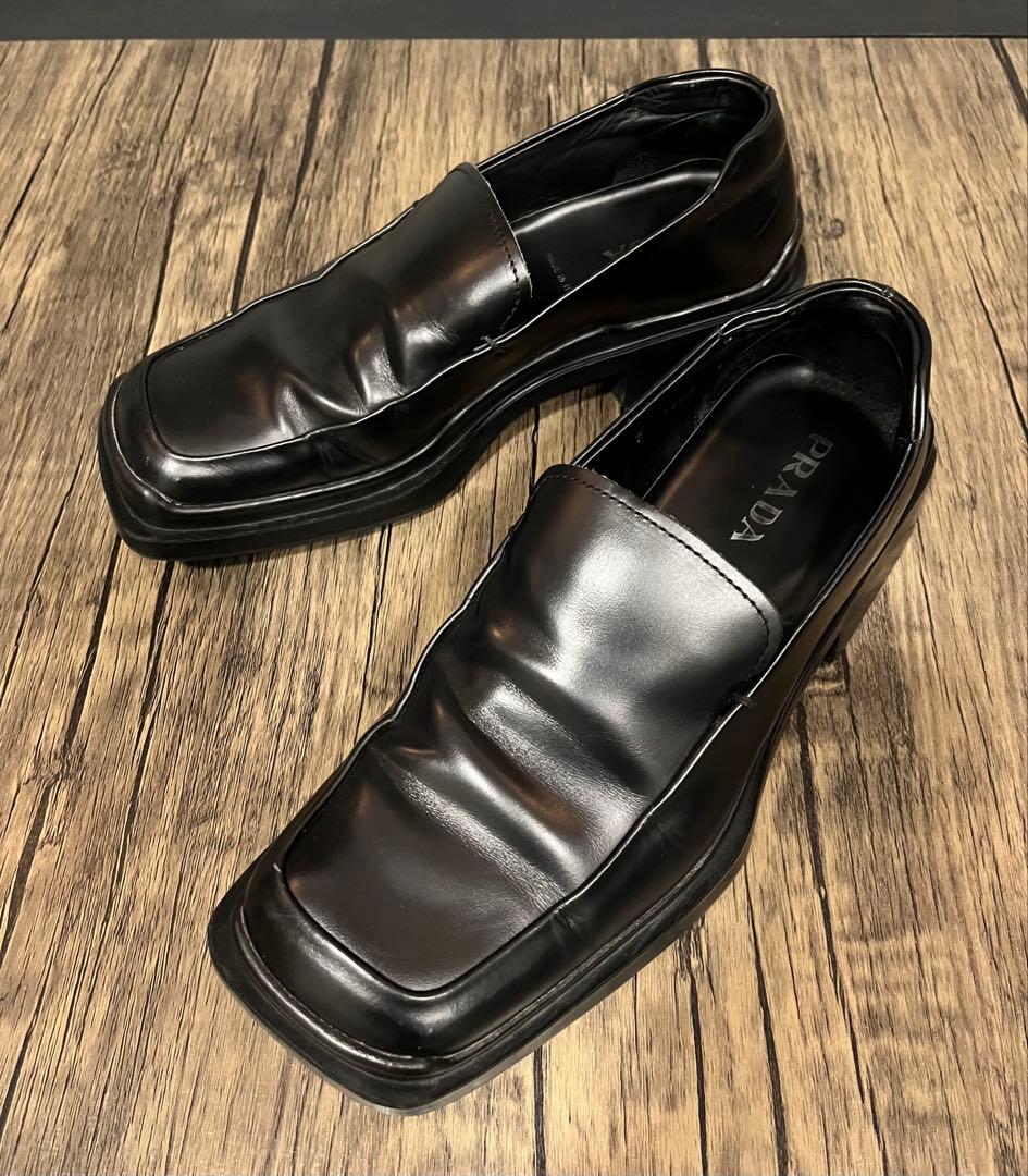 PRADA スクエアトゥ ローファー 厚底 イタリア製 8 アーカイブSPORT