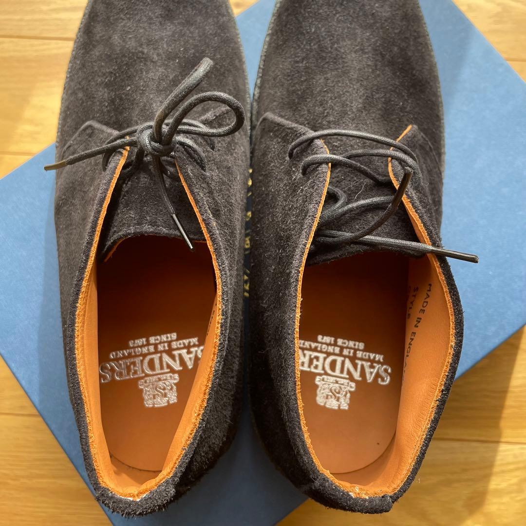 新品】SANDERS ブリット チャッカ ブラック スエード US8/GB7