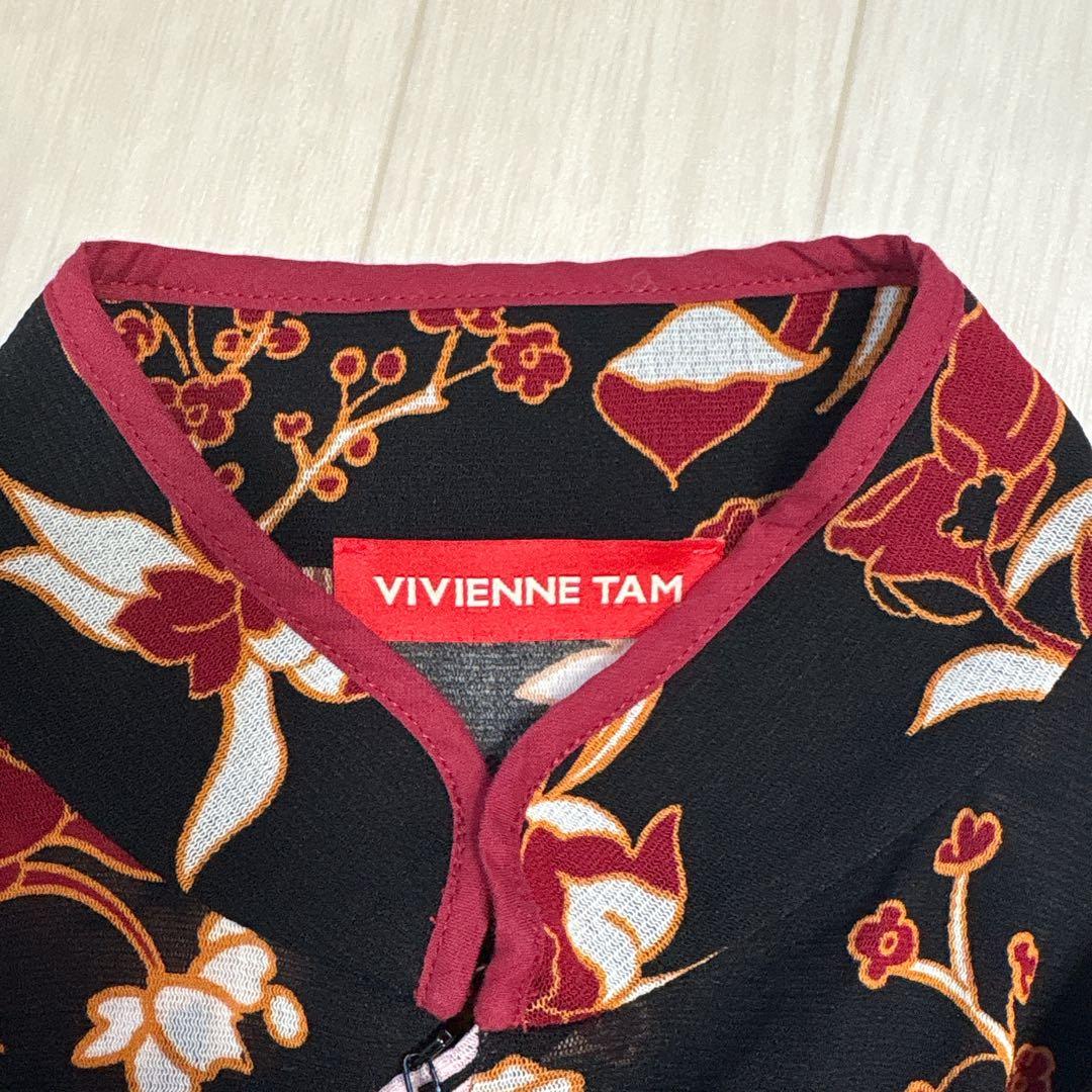 極美品 ヴィヴィアンタム チャイナ マオカラー 花柄 パワーネット