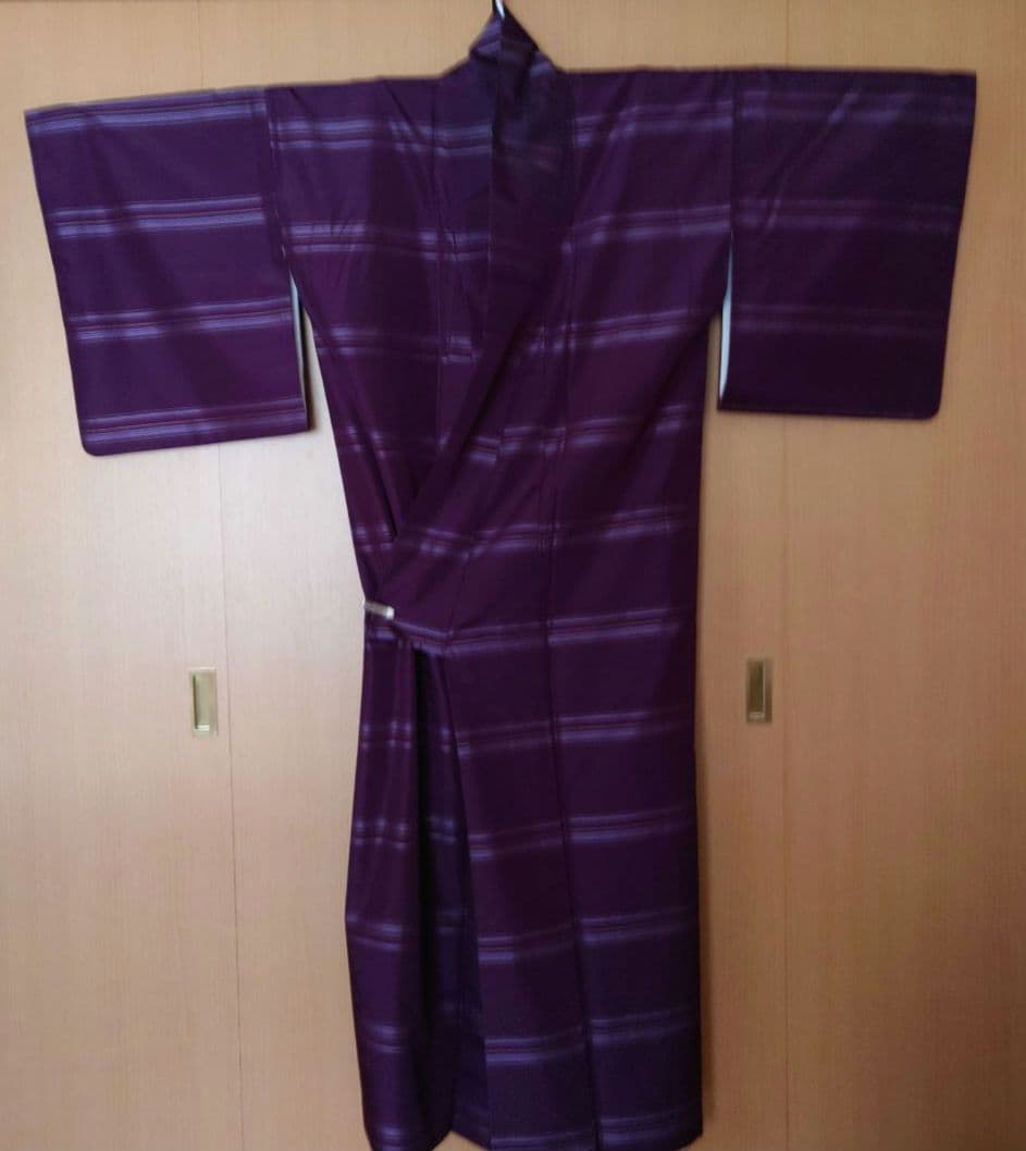 訳あり】大島紬フルセット 正絹 袷 横段文様 紬全通リバーシブル袋帯