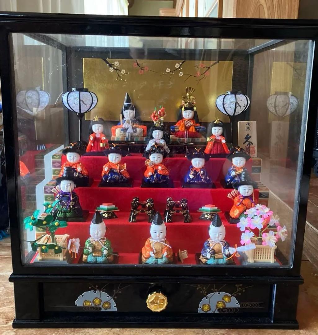 雛人形セット　木目込み　東京久月　木目込　雛人形15体　久月作　希少品 久月 久月の雛人形 木目込親王飾 花園雛 No9203 真多呂作 【店頭展示品