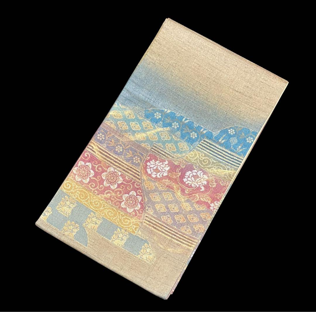 しょうざん 絹漉貴 袋帯 お太鼓柄 正絹 金糸 花文 吉祥文様 美品 イ