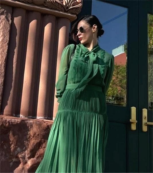 セルフポートレイト ワンピース シフォン レース グリーン UK8 未使用