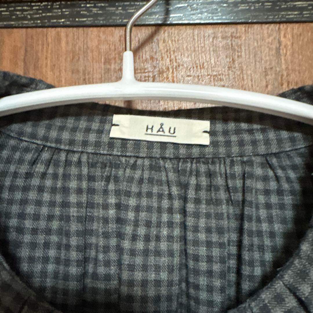 HAU ブラウス \"ruffled\" チェック チャコールグレー