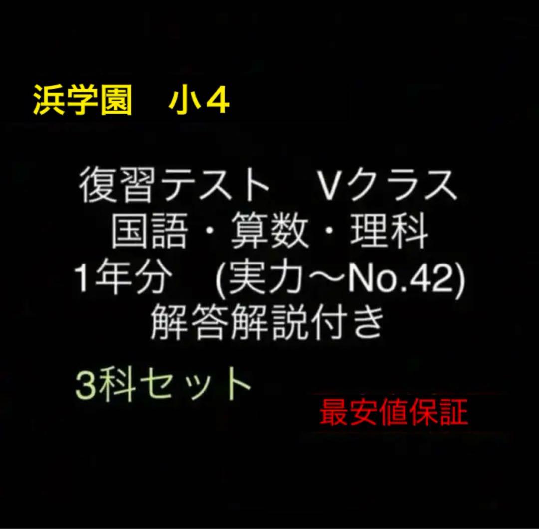 浜学園　小4　国語算数理科　Vクラス　復習テスト 実力〜No.42　解答解説付き 浜学園 小4 Vクラス 2024年度版 春期講習 国語・算数・理科 解答解説