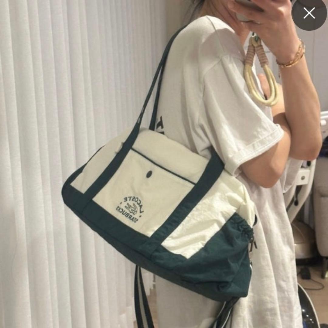 韓国スターバックス 】LACOSTE ラコステ バッグ グリーン非売品 - メルカリ