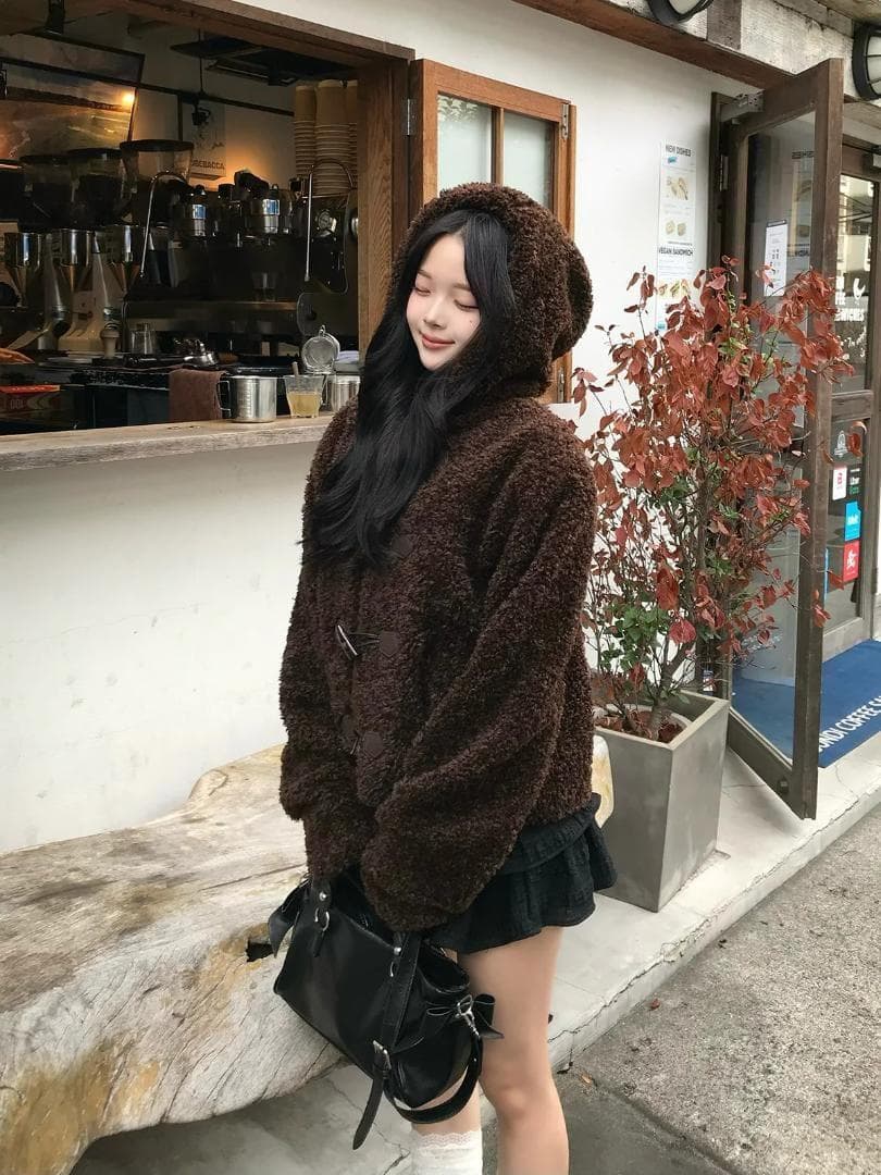 emmy プードルファータッチボタンコート - メルカリ