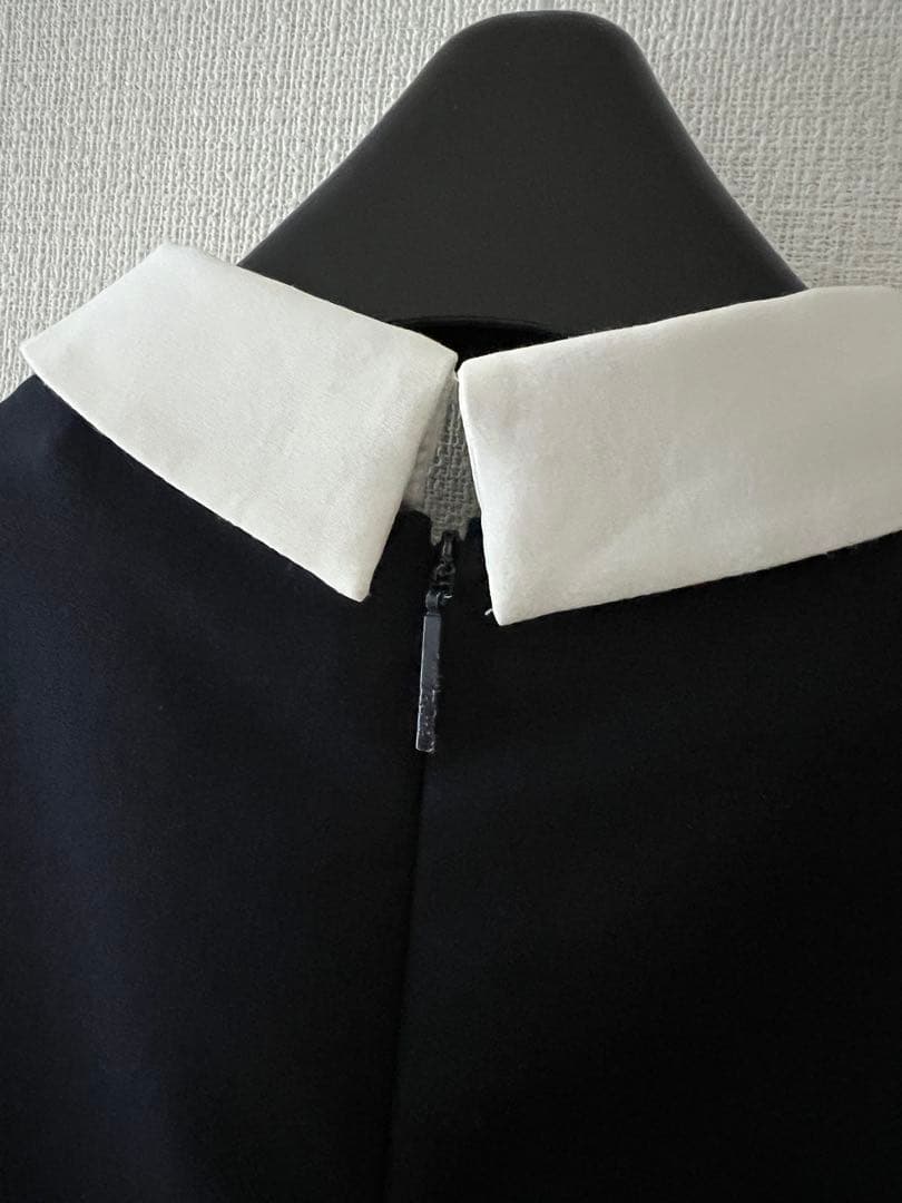 Rene 白襟 34 美品 ワンピース 濃紺 襟付きワンピース 商品タグ有り