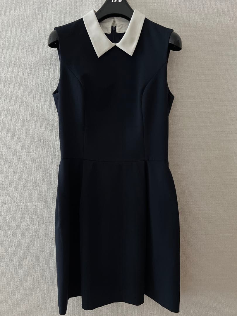Rene 白襟 34 美品 ワンピース 濃紺 襟付きワンピース 商品タグ有り
