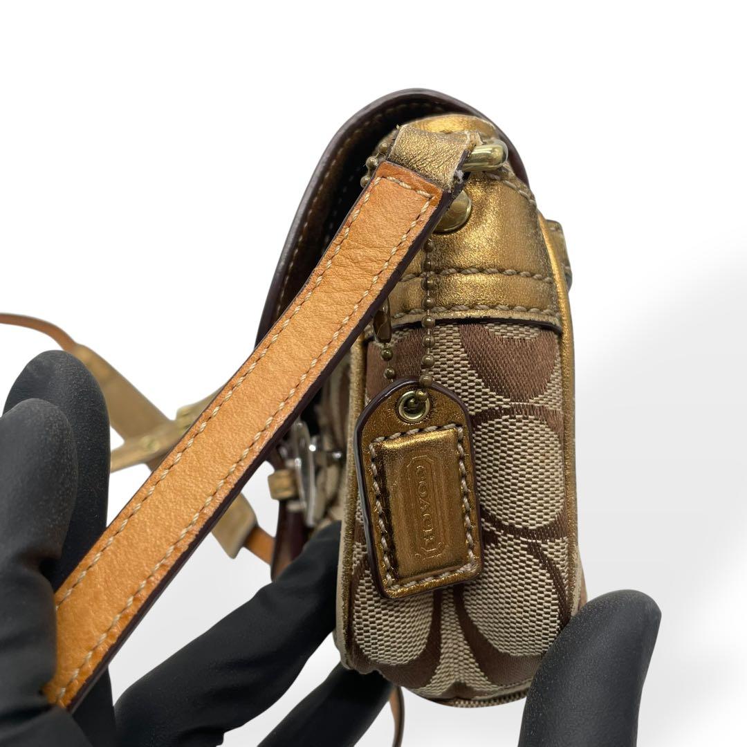 良品 希少 COACH コーチ ショルダーバッグ ソーホー ベージュ ゴールド