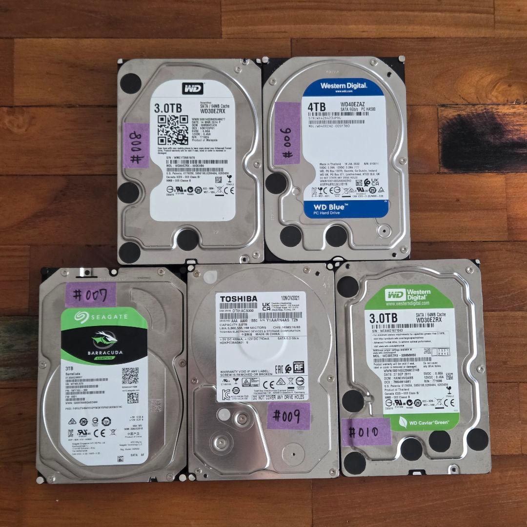 ハードディスク 3TB×4本、4TB×1本 HDDセット Amazon | WD HDD 内蔵ハードディスク 3.5インチ 4TB WD Purple 監視