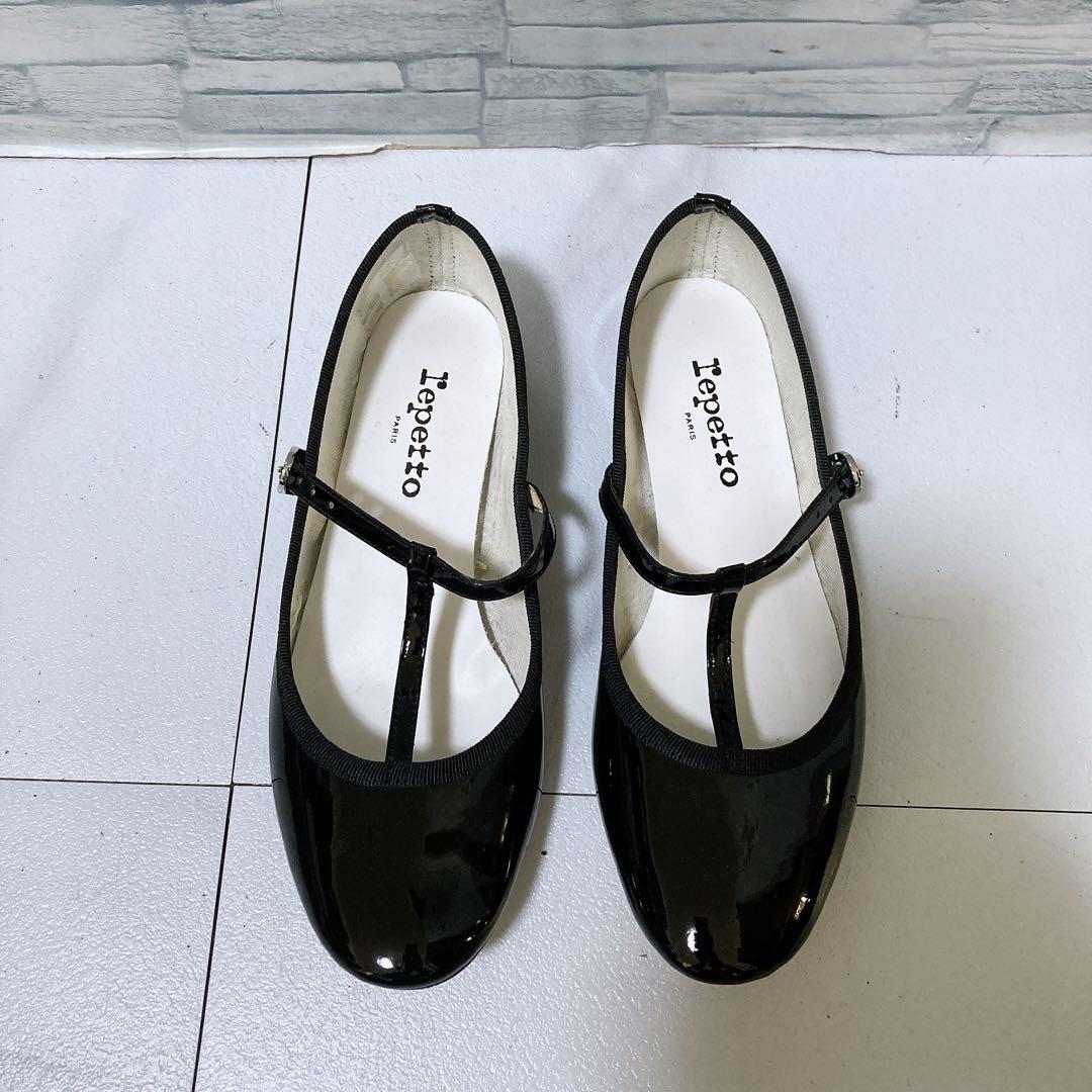 極美品 Repetto レペット Tストラップシューズ バレエシューズ 黒 23