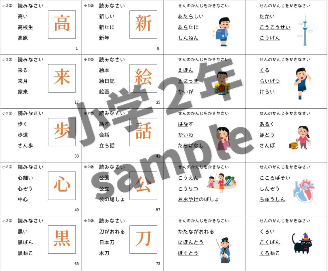 小学生常用漢字全1026字【033】読みと書きの問題カード 毎日コツコツ