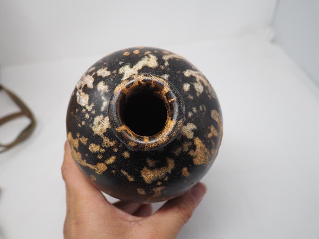 玳瑁斑文 中国 瓶 まだら模様 木箱入り