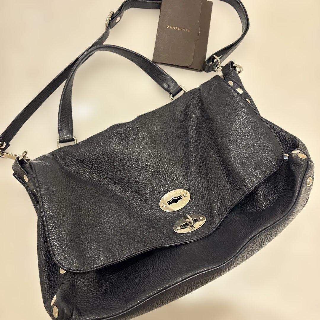 ザネラート ポスティーナ M ネイビー スタッズ レザー 紺 定番 - メルカリ