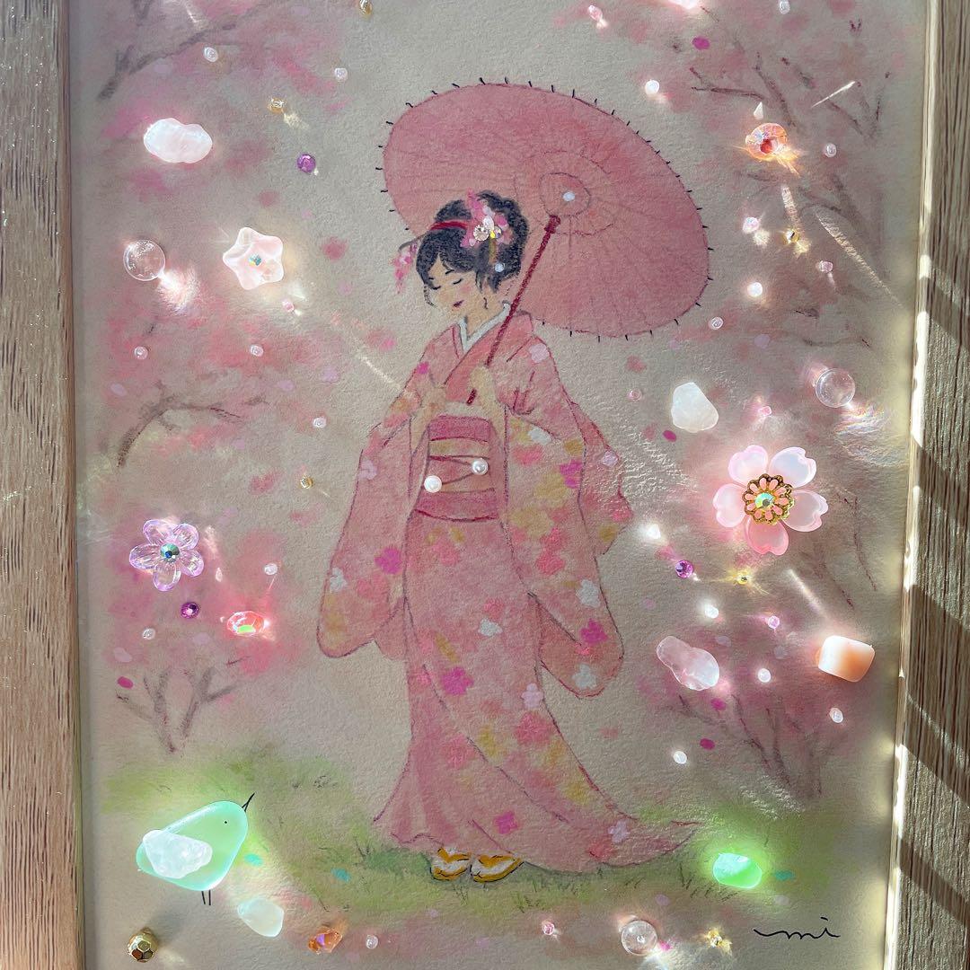 シーグラスアート 日本の春 パステル画 原画 色鉛筆画 - メルカリ