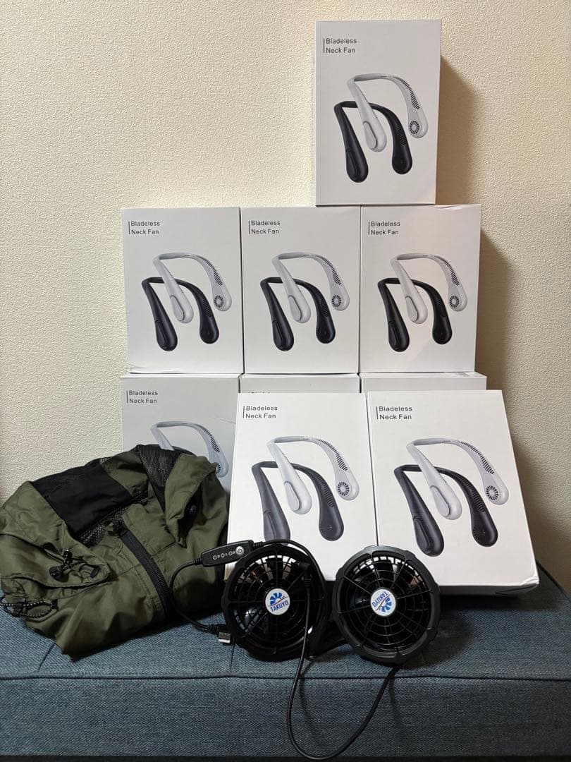 ワークマン　空調ベスト +ファン+ネックファン・クーラー 9個（黒） 空調服 空調作業服 空調ベスト ネッククーラー付き 作業服 ワークマン