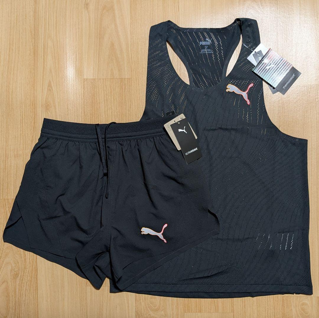 ■PUMA セットアップ 上下 黒 シングレット ショーツ タンクトップ 陸上■ □PUMA セットアップ 上下 黒 シングレット ショーツ タンクトップ