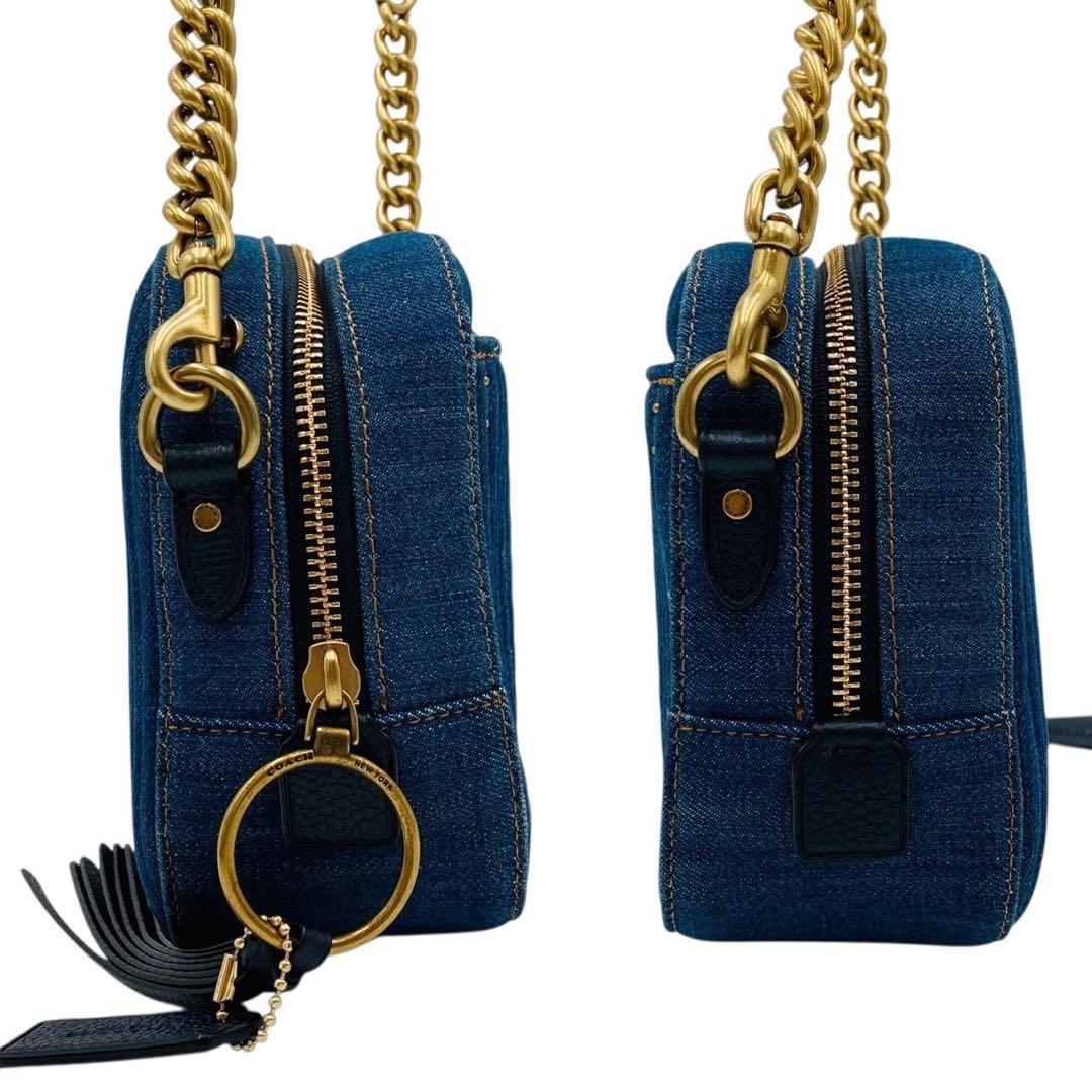 極美品✨コーチ ショルダーバッグ デニム カメラバッグ ブルー 53622