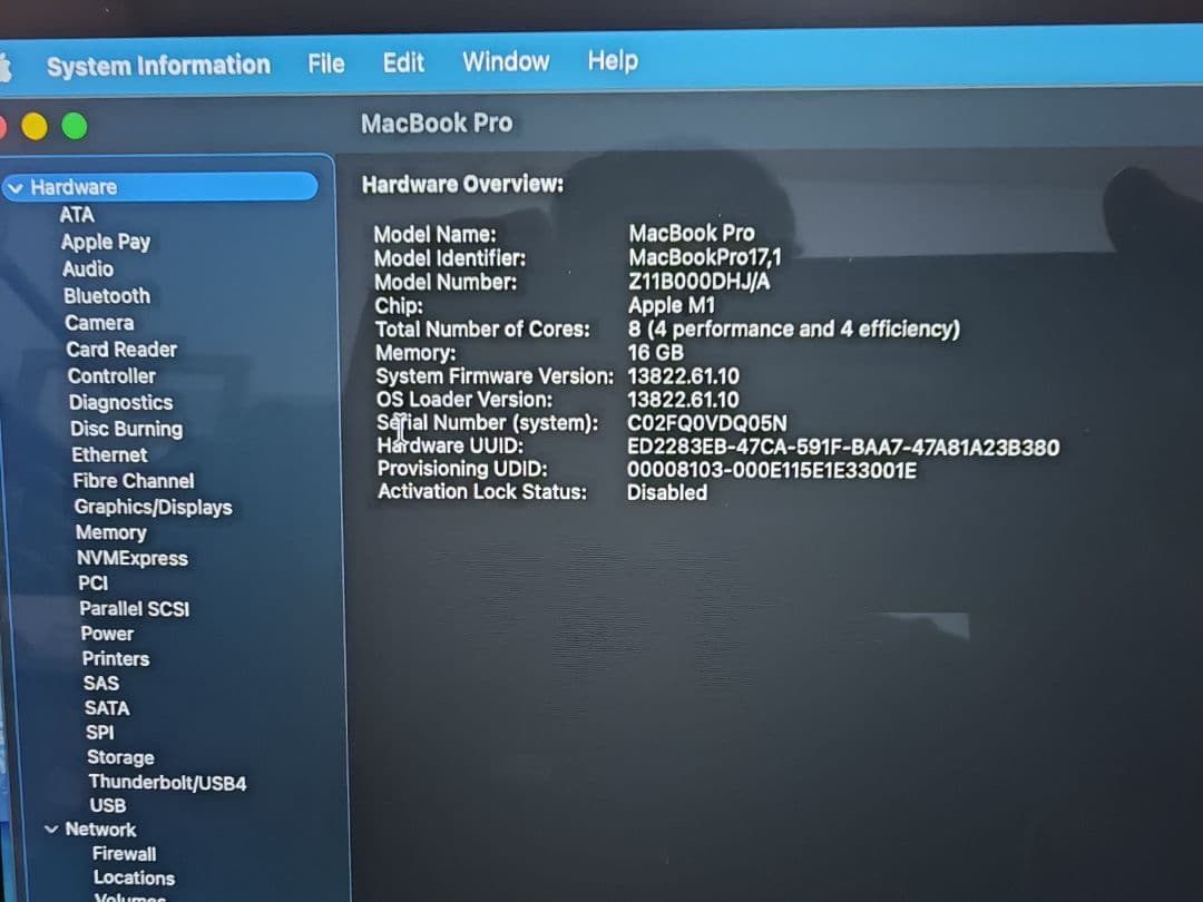 Apple Macbook 13インチ M1/16/256