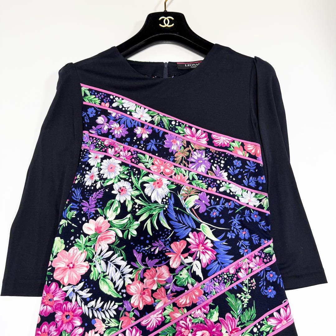 極美品✨】レオナール ワンピース 花柄 トリム カンカン 3 - メルカリ