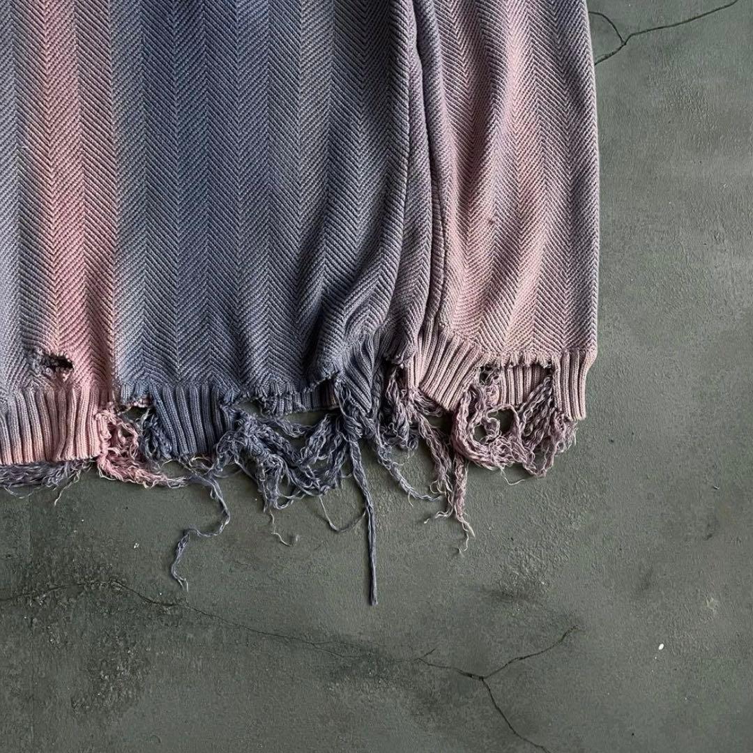 90's “chaps “ゆるダボ”フェード“broken boro knit