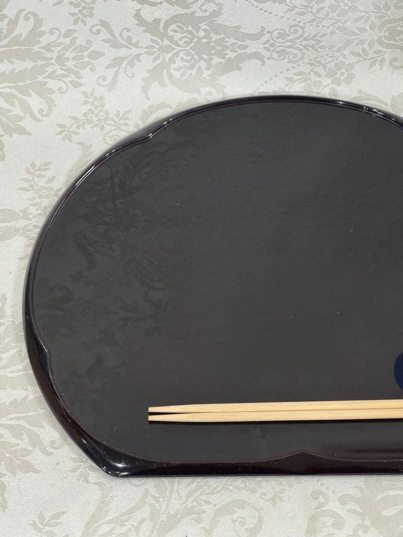 ほぼ美品】懐石盆 半月盆 縁起の良い梅の花型 リバーシブル12