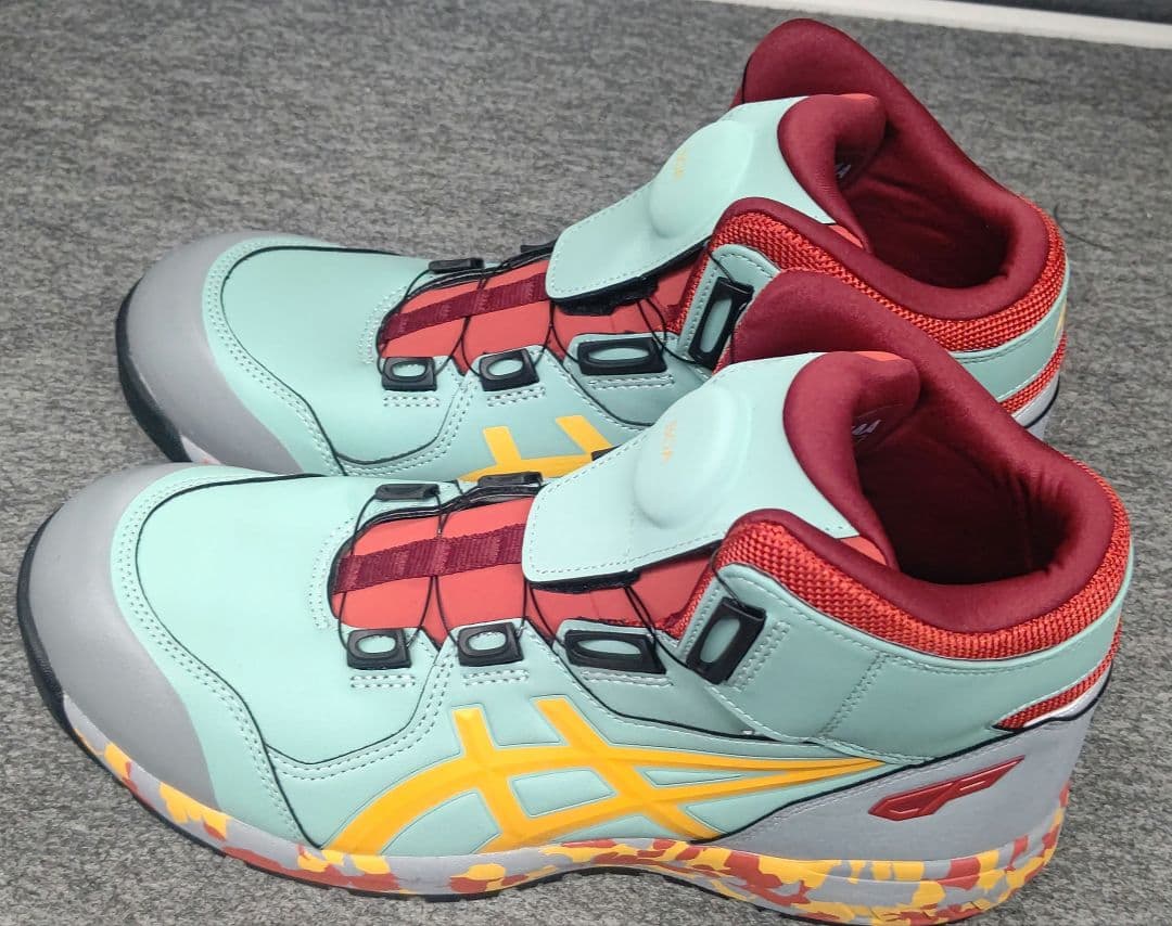 安全靴 ハイカット ミントグリーン/レッド　27.0cm