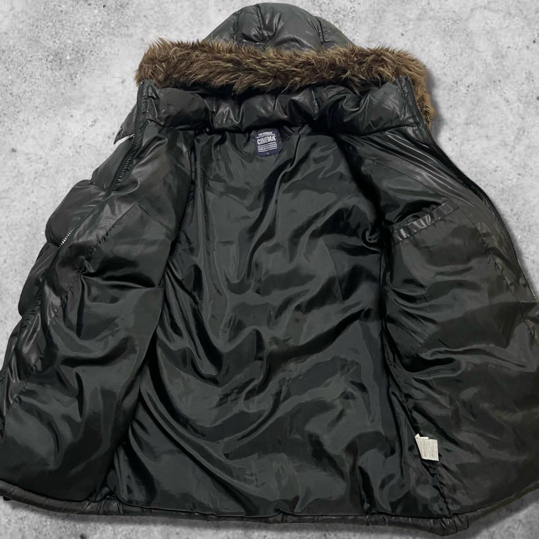 y2k ファーダウンジャケット 短丈 ブラック 平成 お兄系 グランジ