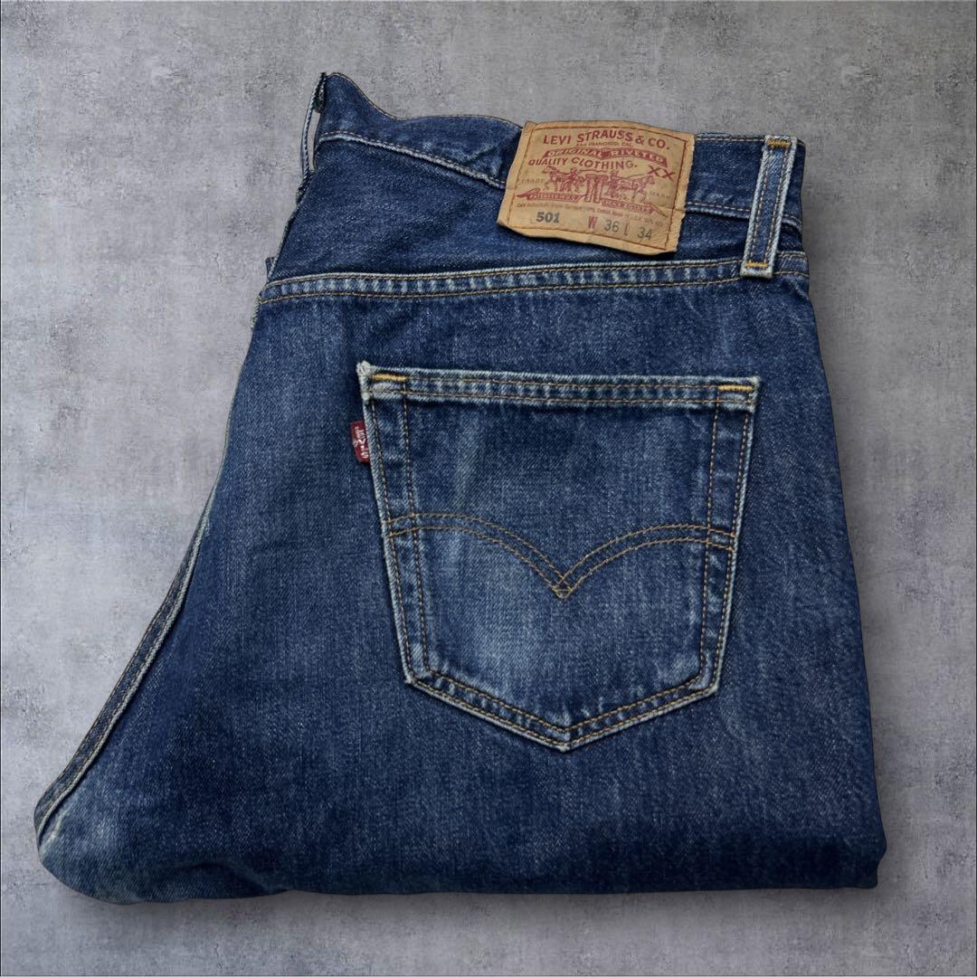 90s リーバイス USA製 501 ヒゲ グッドフェード 濃紺 神サイズ - メルカリ