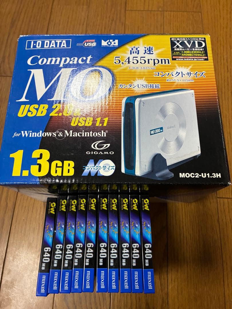 I-O DATA MOドライブ 1.3GB MOC2-U1.3H 高速MO10個