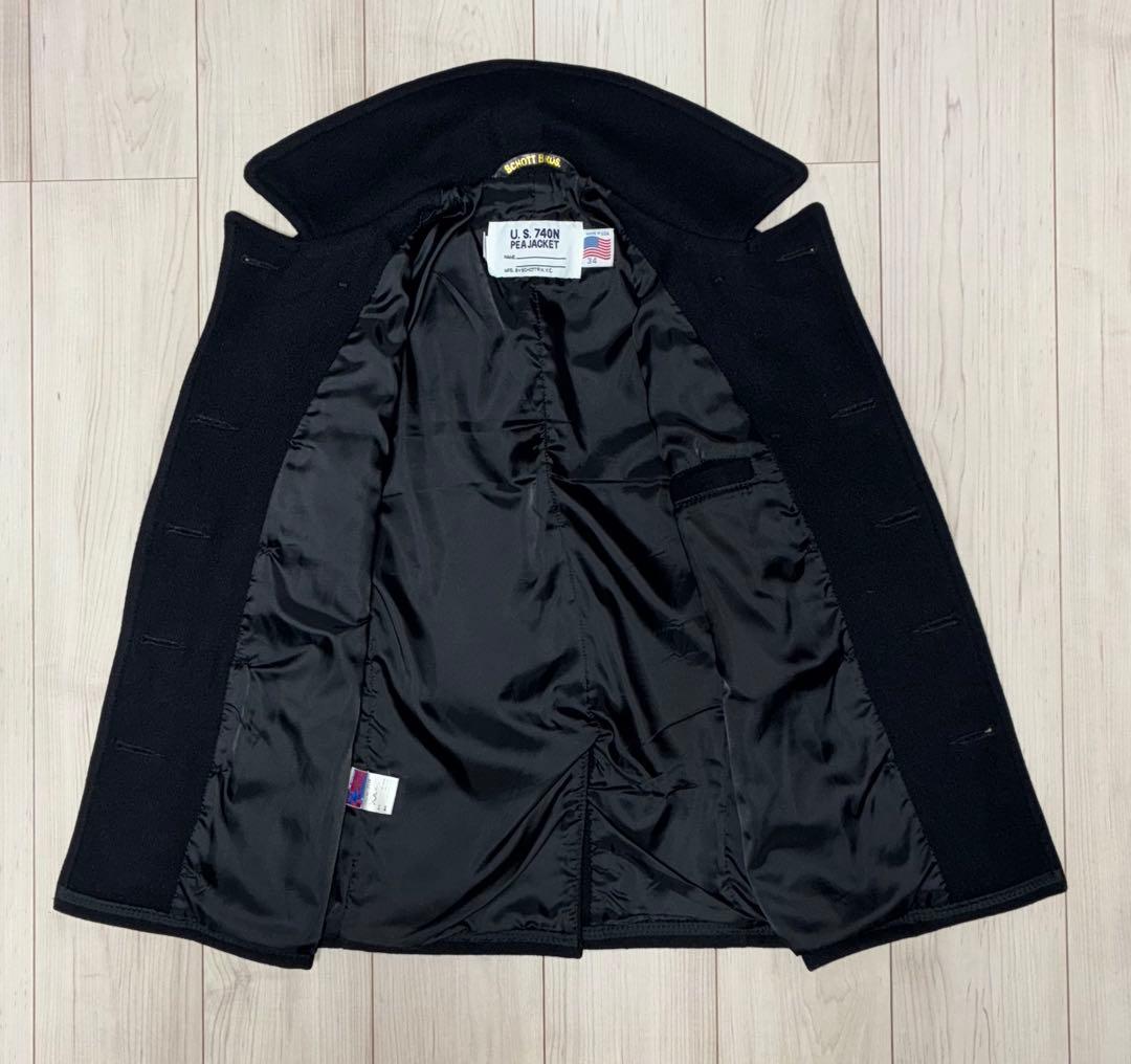 34 良品 Schott 753US Pコート ピーコート タイト スリム 濃紺 - メルカリ