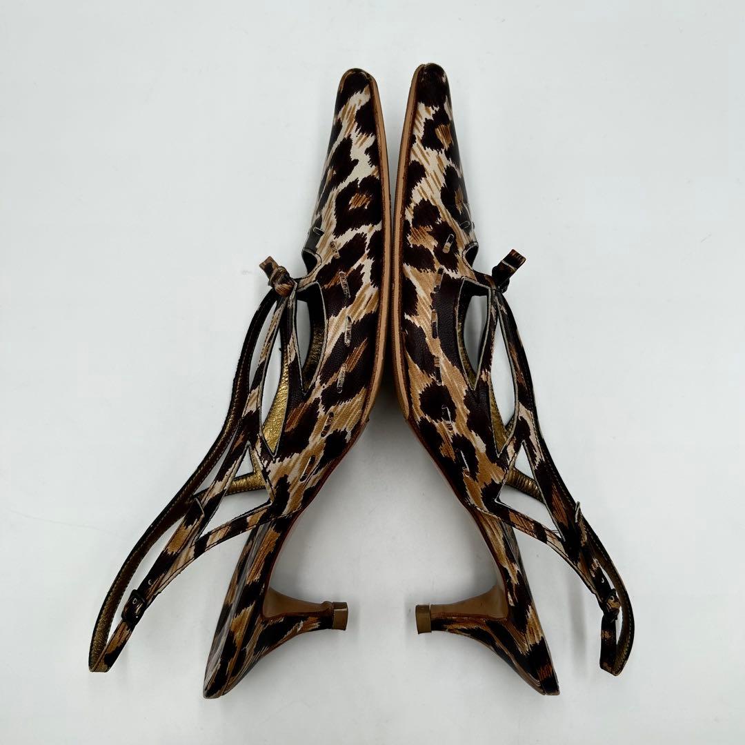 ドルチェ&ガッバーナ ミュール レオパード アンクルストラップ 25cm