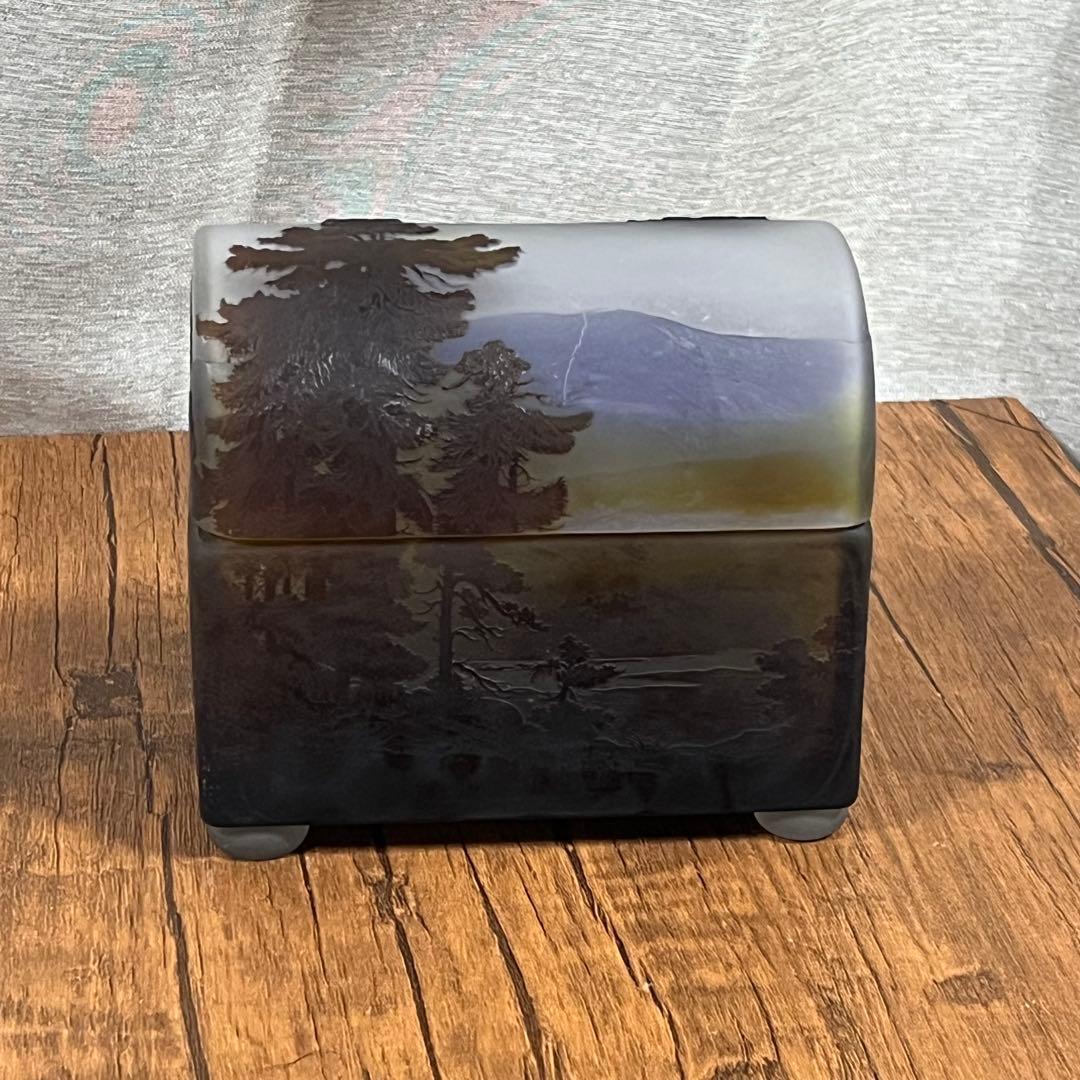 n*1様 【最安値St】エミール・ガレ 山水風景文 蓋物 アンティーク【専用箱