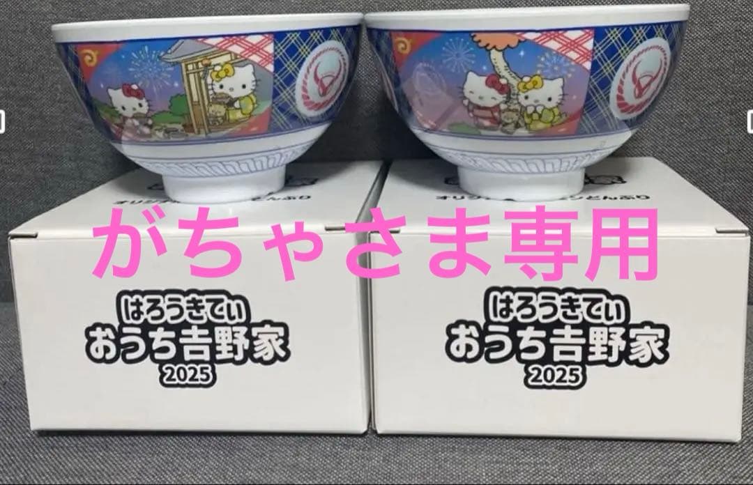 【新品未使用】吉野家ハローキティどんぶり　2個 吉野家 ハローキティ キティ どんぶり 丼 食器 限定 メラミン製 子ども