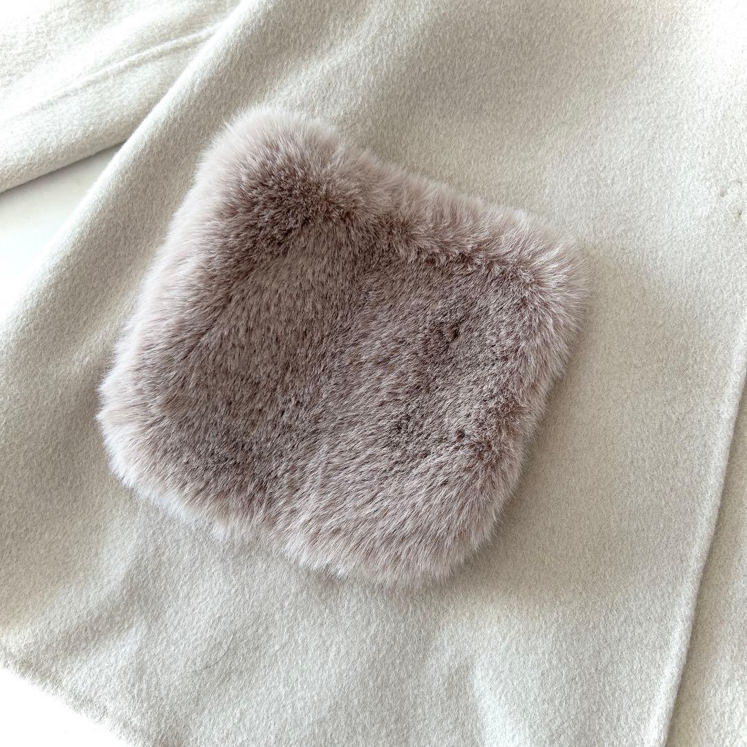 美品 レリアン系列 ネミカ ウール ノーカラーコート ショート丈