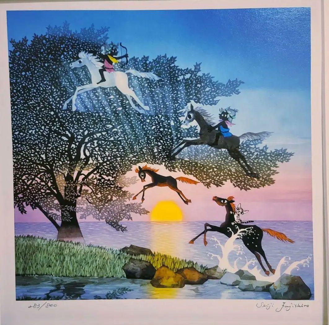 藤城清治 馬がとぶ 直筆サイン 額 保証書付き 283/800 - メルカリ