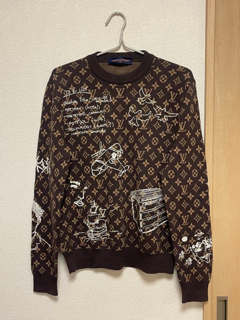 【⭐︎値下げ中】ルイヴィトン 刺繍 モノグラム クルーネック ニット 美品 LOUIS VUITTON（ルイ・ヴィトン） 22AW モノグラムバンダナ クルー