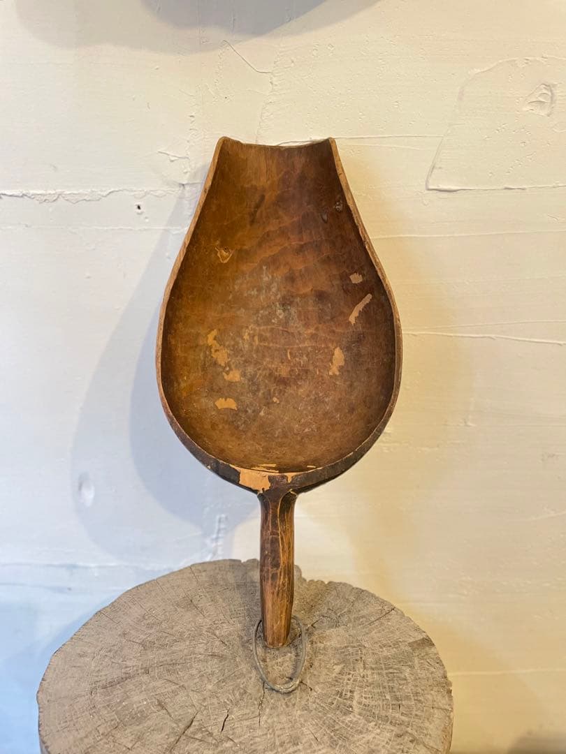 穀物スコップ 木彫 くり抜き 匙 民藝 骨董 アンティーク 古道具 - メルカリ