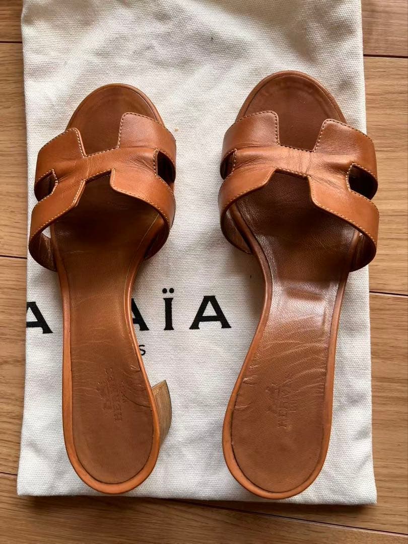 HERMES ブラウン サンダル 37 - メルカリ